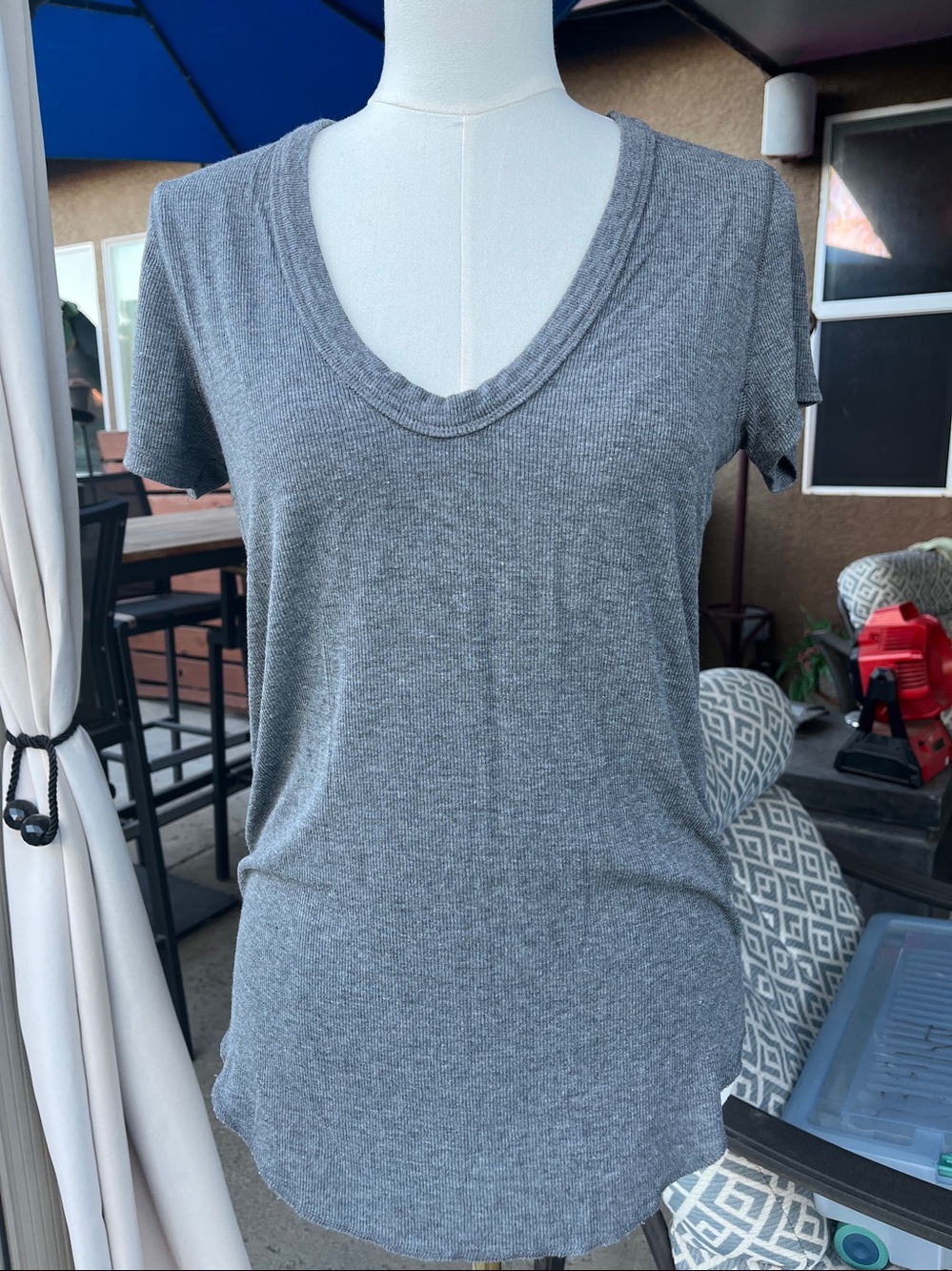 Zara V-Neck/Scoop Short Sleeve Tee - Gray